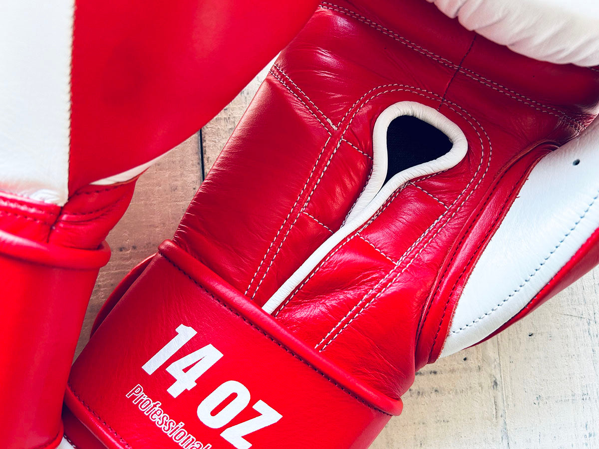 "Professional SS" Prize Ring Boxing Gloves (White/Red)