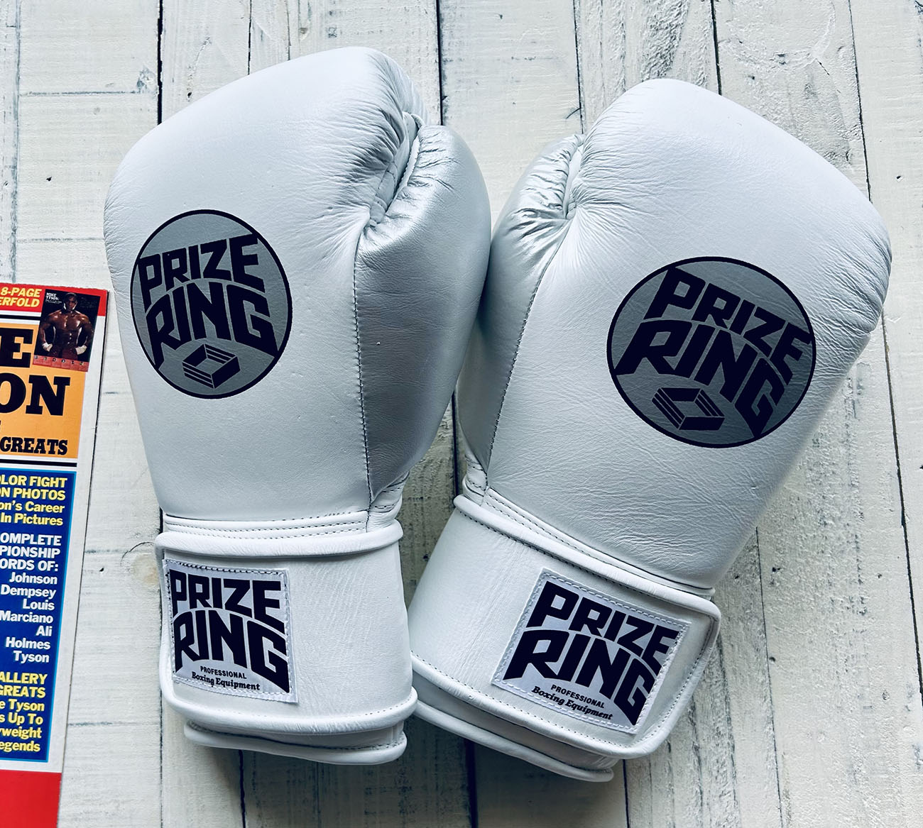 "Professional SS" Prize Ring Boxing Gloves (White/Silver)