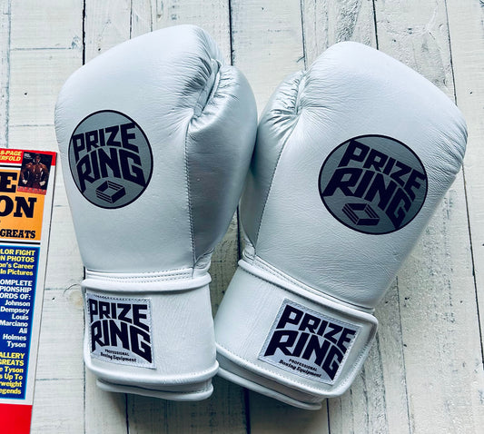 "Professional SS" Prize Ring Boxing Gloves (White/Silver)