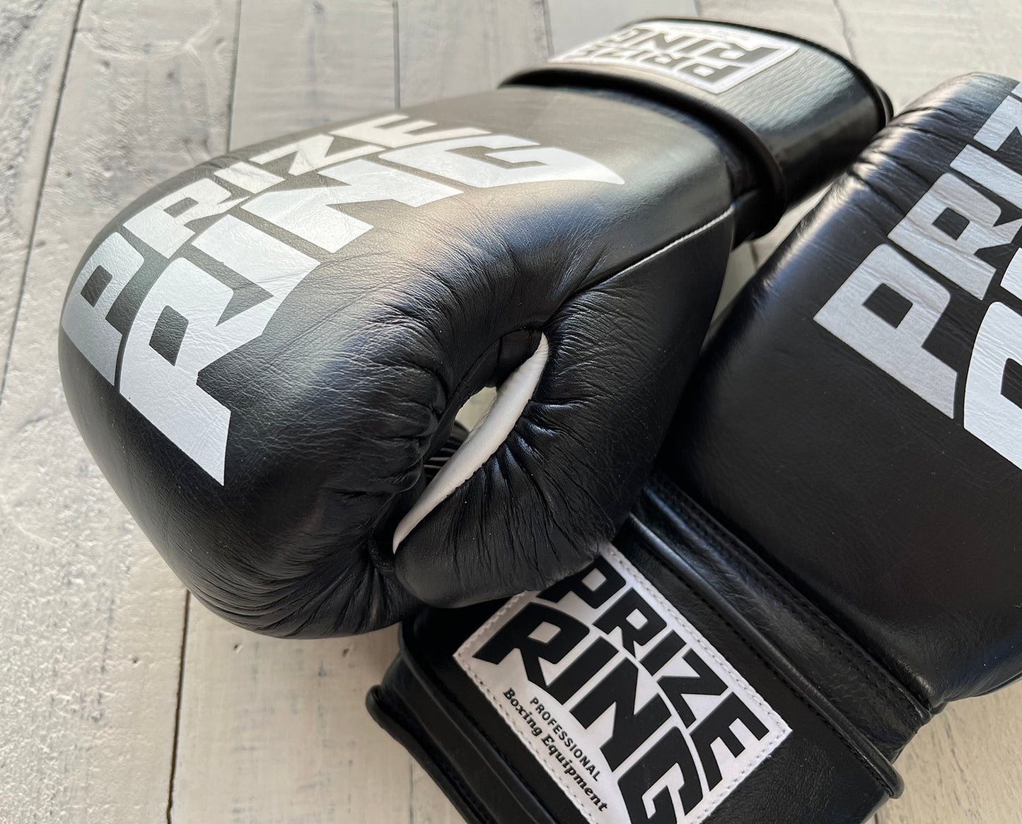 "Professional SX" Velcro BIG LOGO Prize Ring Boxing Gloves (Black)