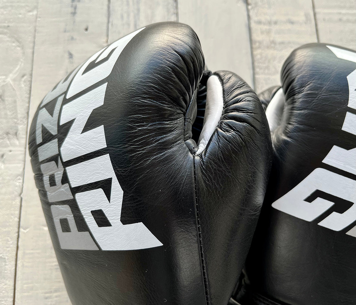 "Professional SX" Velcro BIG LOGO Prize Ring Boxing Gloves (Black)