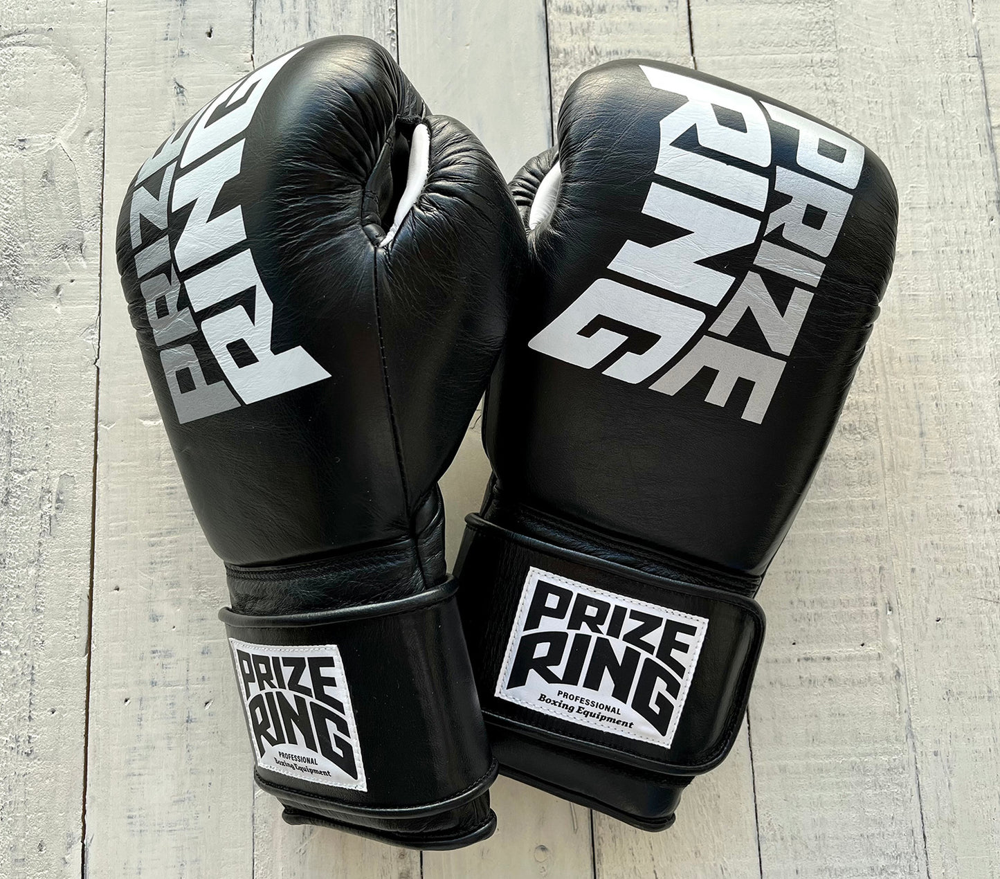 "Professional SX" Velcro BIG LOGO Prize Ring Boxing Gloves (Black)