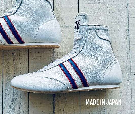 "Pro-training" Prize Ring Boxing Shoes (White/Blue, Red)